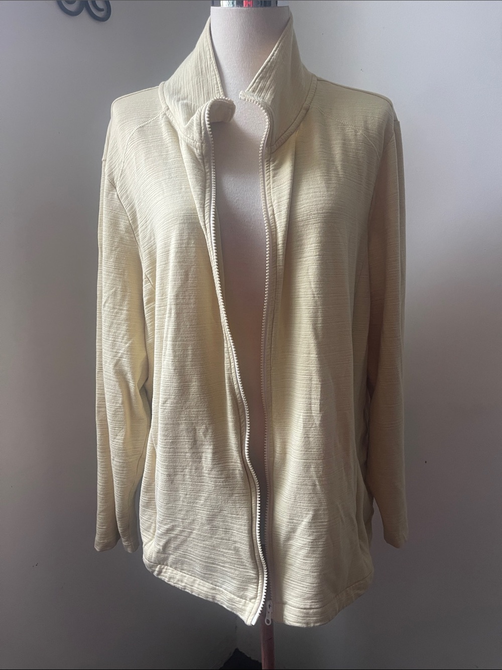 Talbots Light Cream Full-Zip Knit Cardigan